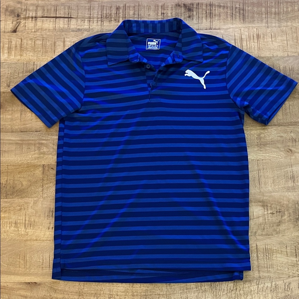 Puma Men's Navy and Royal Blue Polo Shirt
